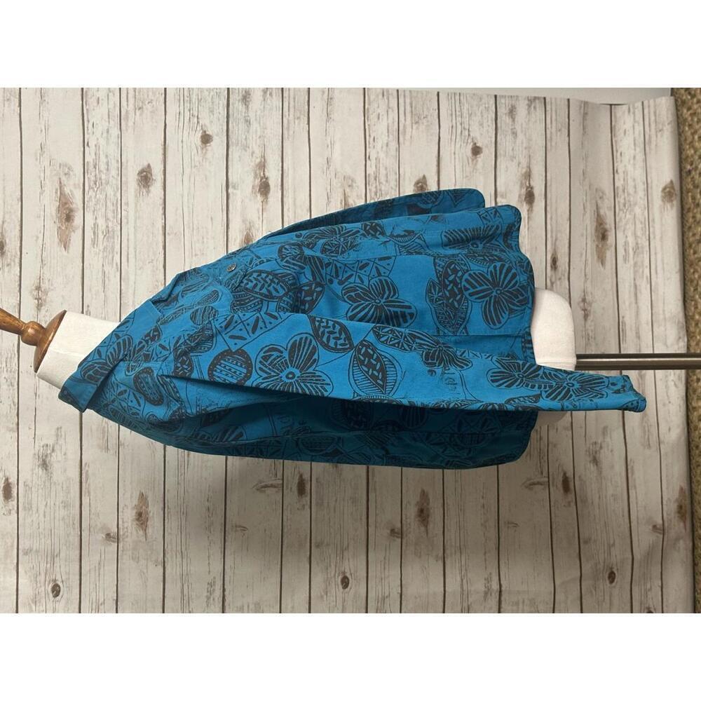 Chico's teal/black artsy tribal floral cotton denim jacket Size 1/Med/8 - Picture 5 of 7
